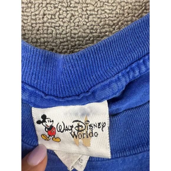 Vintage 90s Walt Disney World Medium Blue Mickey Mouse Embroidered T-Shirt - Picture 3 of 12
